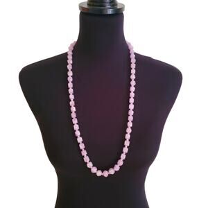 Purple Quartz Beaded Necklace Natural Gemstone Faceted Pale Lilac Stones Boho